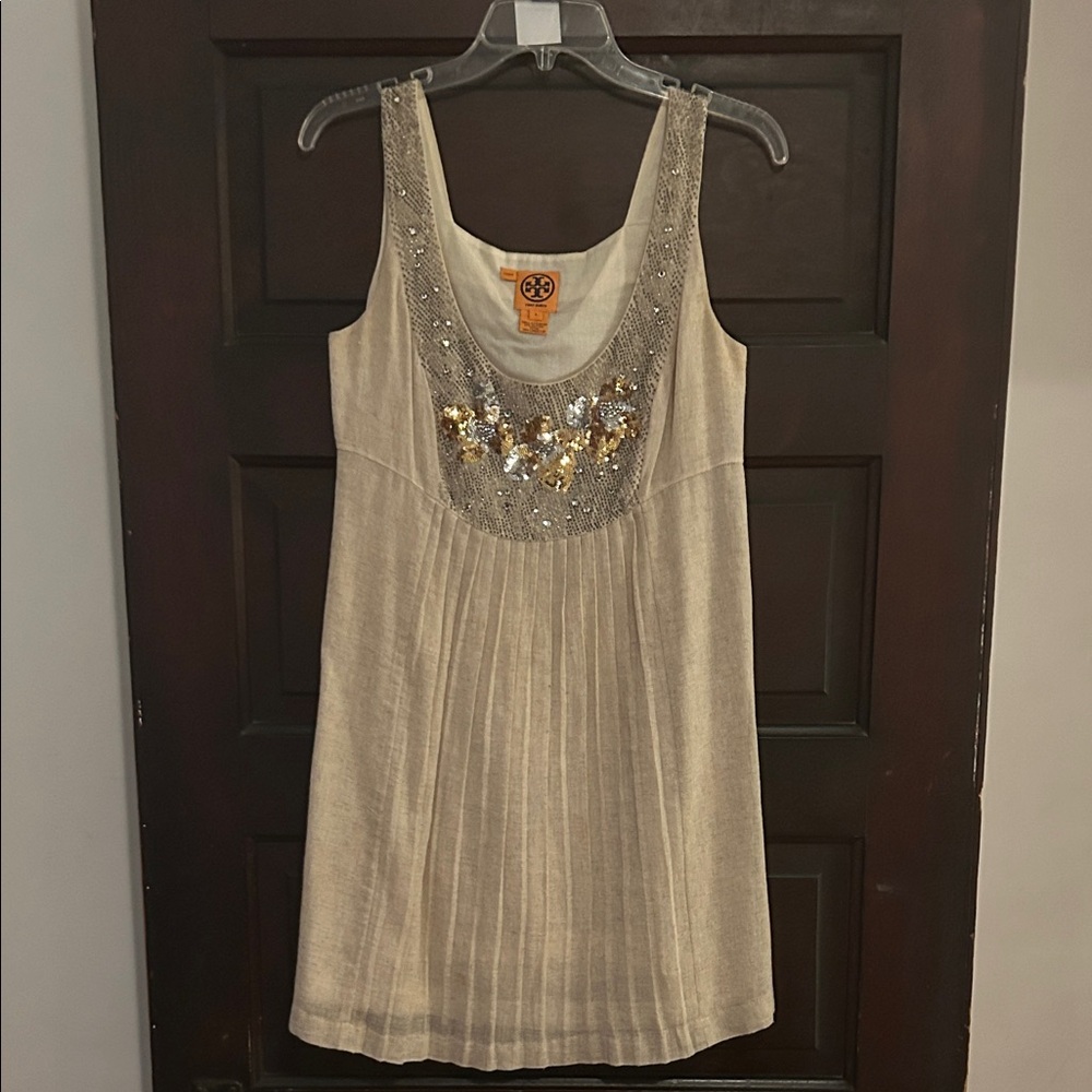 Tory Burch Gold and Silver Embellished Dress